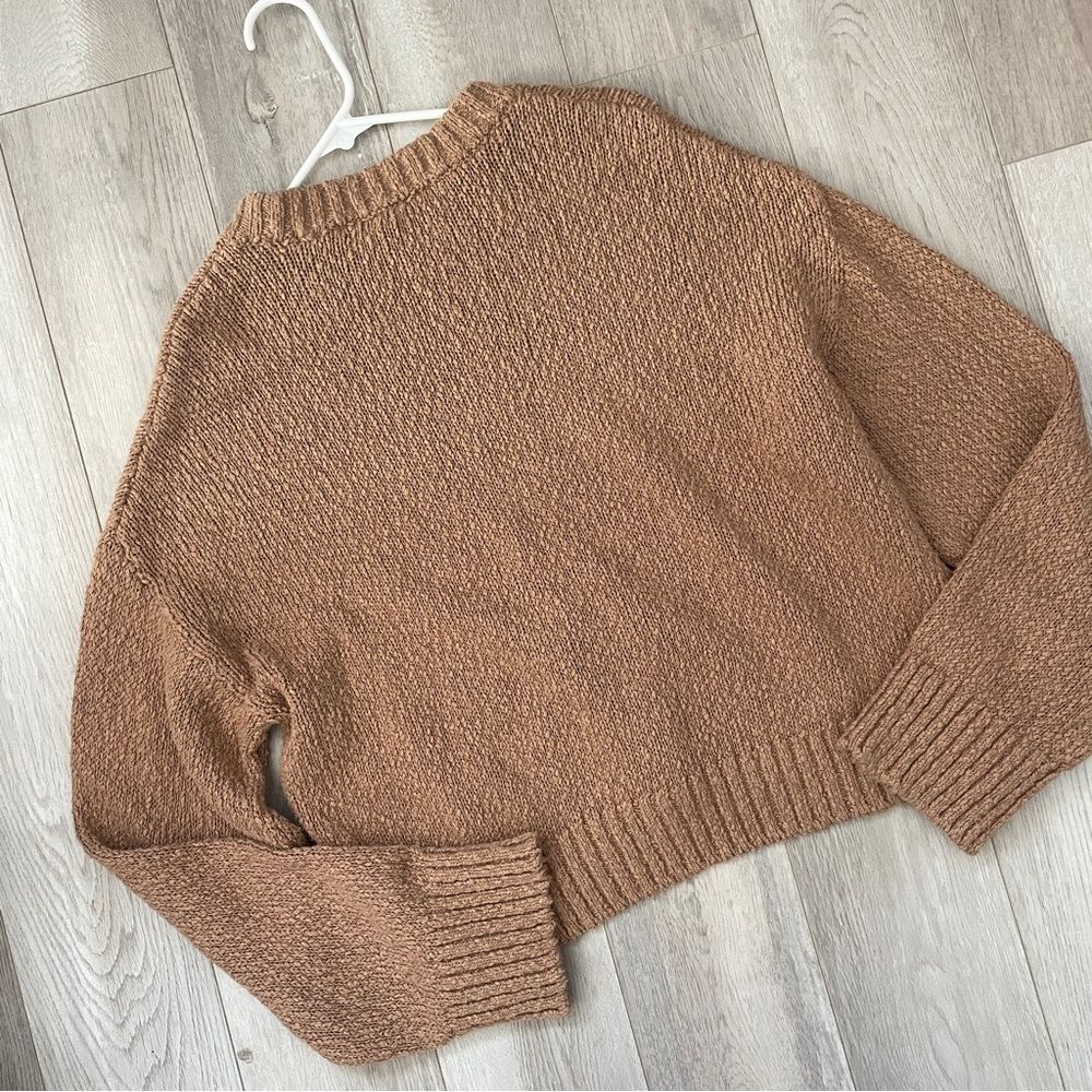 White + Warren Sweater cotton slub easy crewneck womens Brown (small) minimalist - Picture 5 of 8
